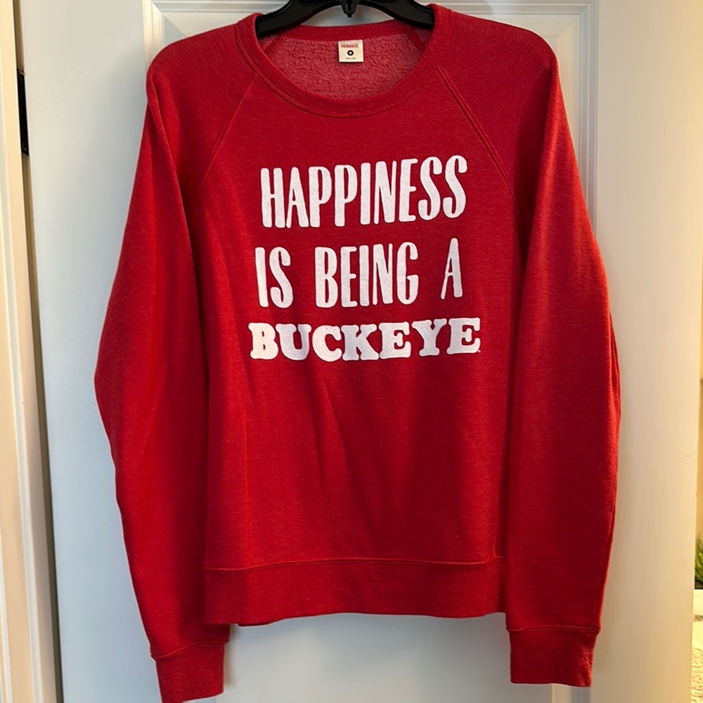 HOMAGE- Red- Happiness is being a Buckeye- Sweatshirt